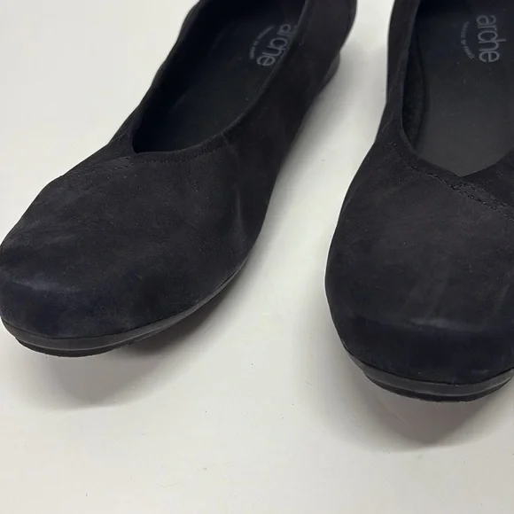 ARCHE Laius Ballet Flats in Noir Nubuck Suede Black Minimalist Travel Women's 39 - Picture 2 of 6